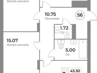 3-комн., 77.66 м², 6/7 этаж