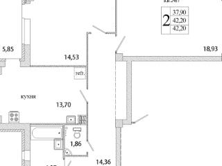 2-комн., 74.1 м²