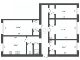 13.3 м², 4/5 этаж, 5-комн.